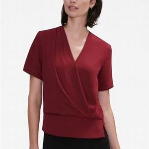 M.M. Lafleur Dani top in pomegranate berry red blouse short sleeve size Large